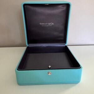 Tiffany & Co Lux Leather Blue Hinged Jewelry Watch Presentation Box Square